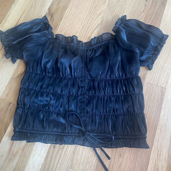 adorable ruched tiger mist shirt NEVER WORN - Picture 2 of 4